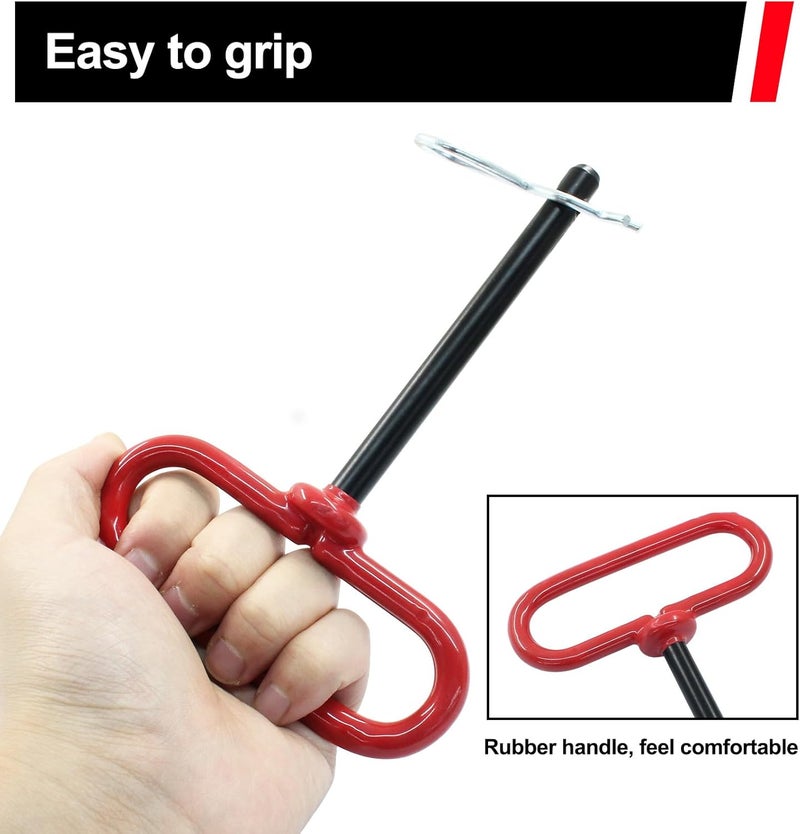 Moicstiy 2 Pcs 3/8 x 4 Inch Trailer Tow Hitch Pin and Clip, Tractors Hitch Cotter Pins for RV, Tractor, Lawn Mower (Red) - Image 4